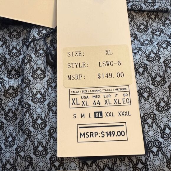 Silver Stone Men's Modern Fit Button Down Shirt Blue Black Size XL NWT - Picture 3 of 8